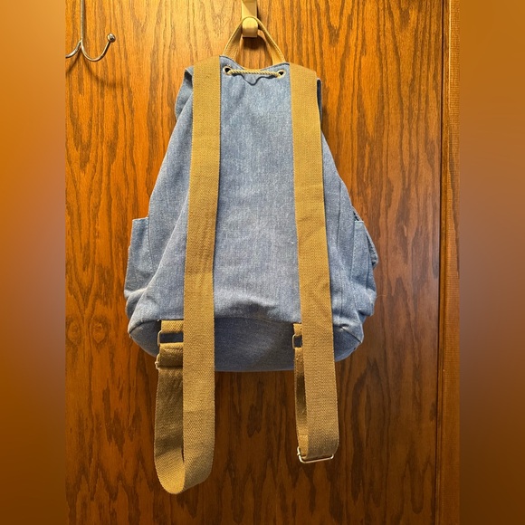 Blue and Tan Drawstring Backpack - Picture 11 of 11